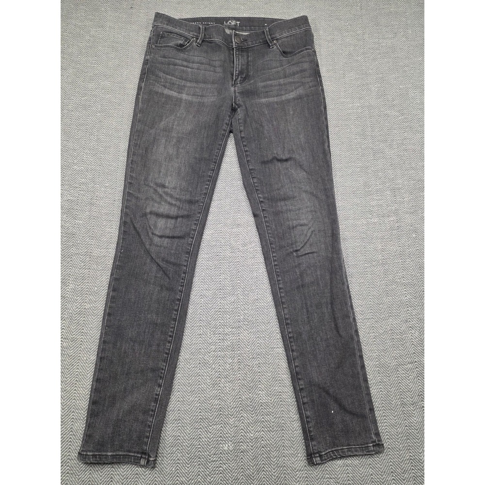 Ann Taylor Loft Modern Skinny Jeans 28/6 Charcoal Grey Faded Denim Pants